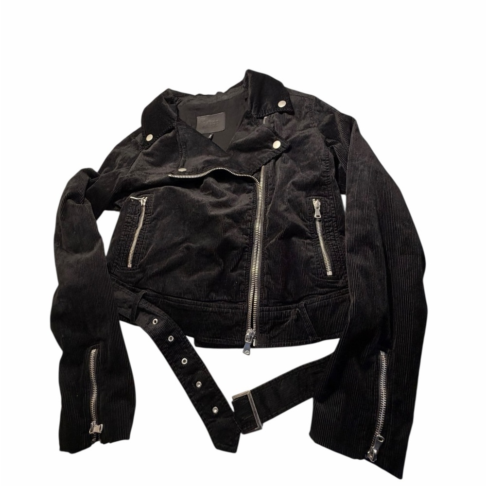 Paige Women's Shanna Black Corduroy Velvet Moto Jacket Size XS - Picture 6 of 14